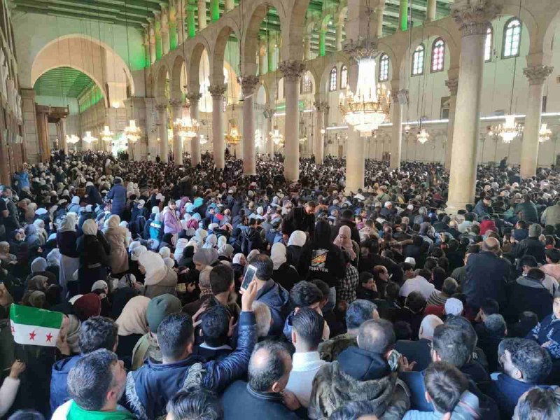 The Umayyad Mosque was packed with …