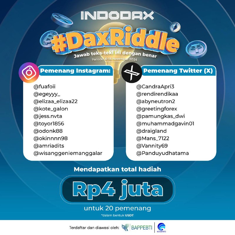 ***🎉*** Pemenang [#DaxRiddle](?q=%23DaxRiddle) (4-14 November 2024) …