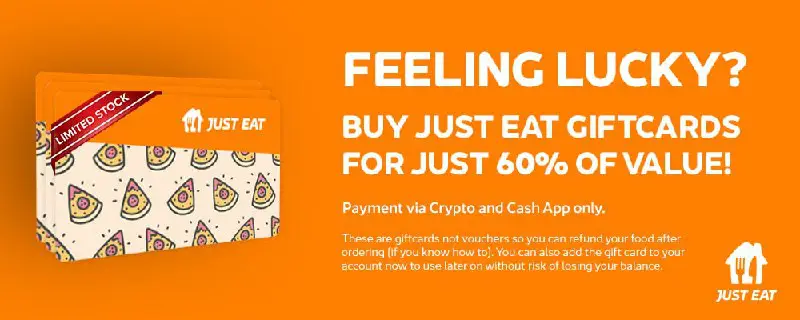 **[UK] JUST EAT GIFTCARDS**Stackable and 100% …
