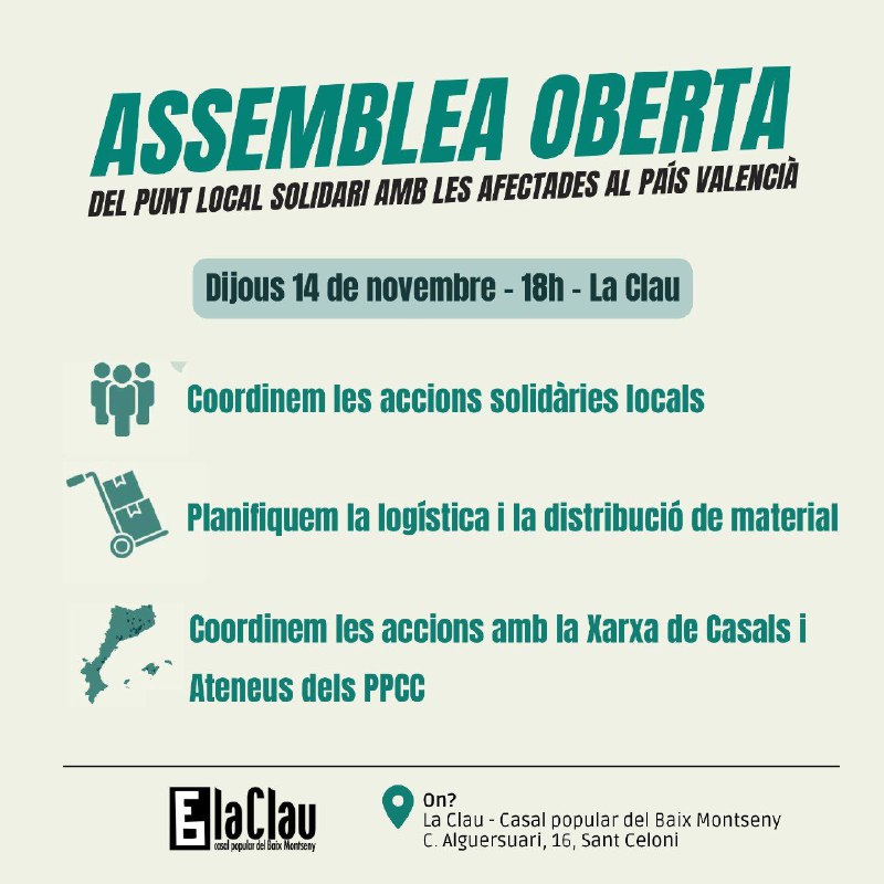 **14/11 - CONVOQUEM ASSEMBLEA OBERTA**