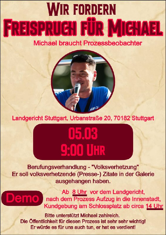 **Wir fordern: Freispruch für Michael**