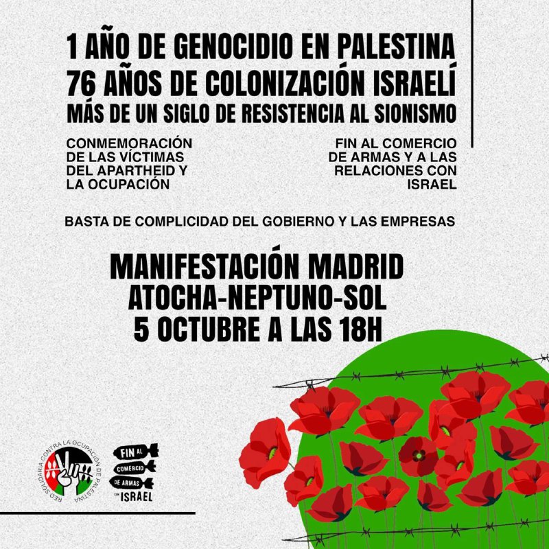 ***🇵🇸******✊🏾*** Este sábado 5 de octubre …