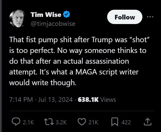 Tim Wise is claiming the assassination …