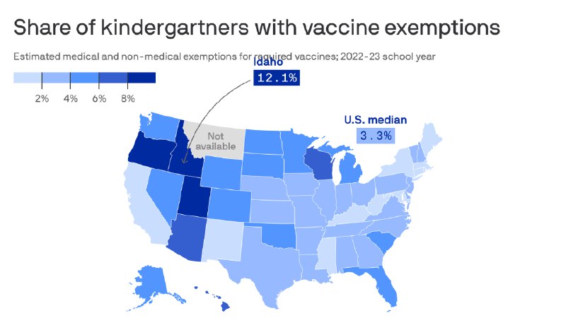 In Pennsylvania, 3.8% of kindergartners had …