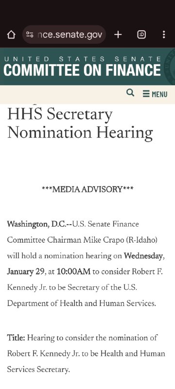 HHS Secretary appointment hearing date has …