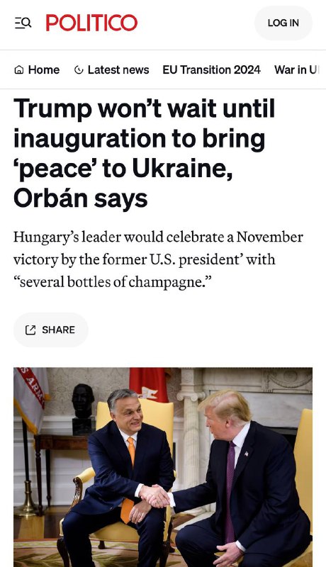 *****⚡️*** Orban says Trump won't wait …