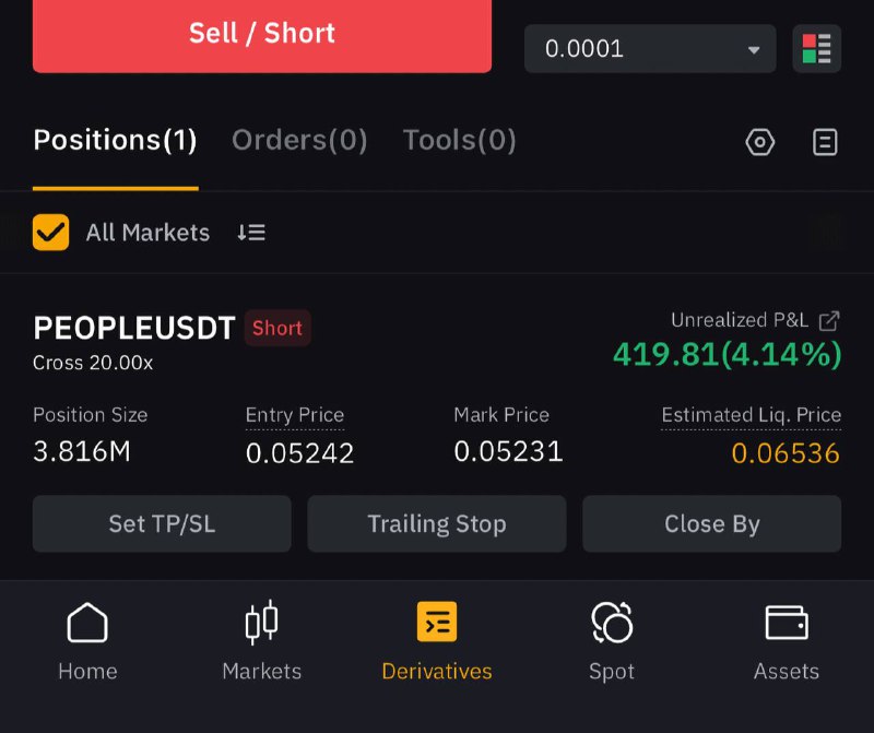 Open **PEOPLEUSDT** short position