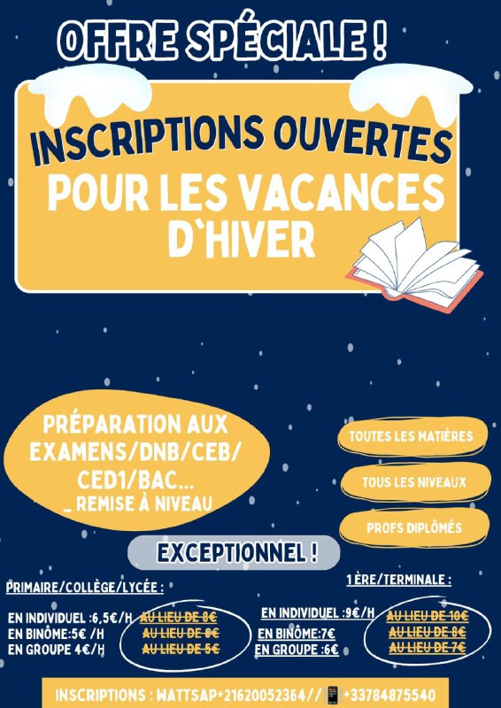 ***🎊*** OFFRE SPÉCIALE ***🌨️***VACANCES D'HIVER***🌨️*** ***🎊***