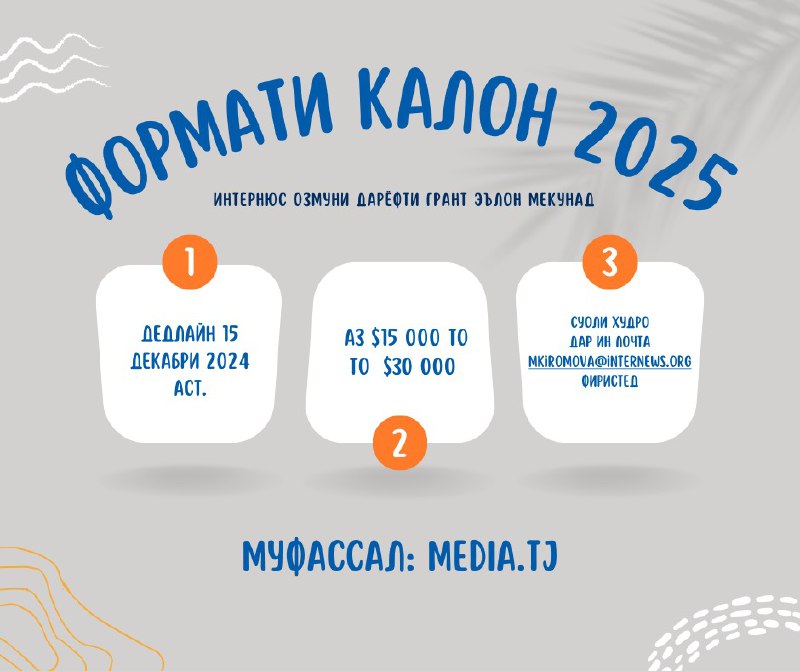 Қабули дархостҳо ба “Формати калон 2025” …