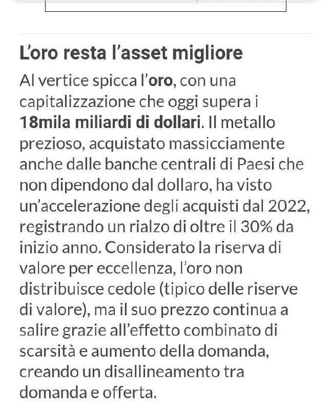 ***🔴*** L’ **ORO** resta sempre l’asset …