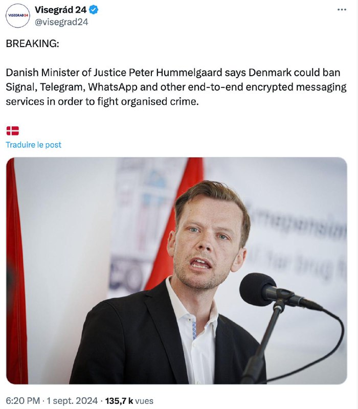 Le Danemark veut censurer Signal, Telegram, …