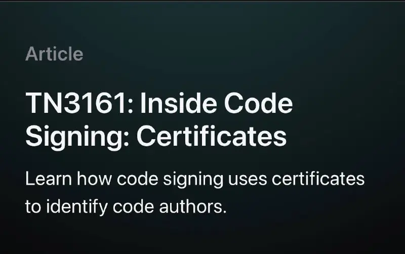 [**Детальный разбор того, как работают сертификаты**](https://developer.apple.com/documentation/technotes/tn3161-inside-code-signing-certificates)