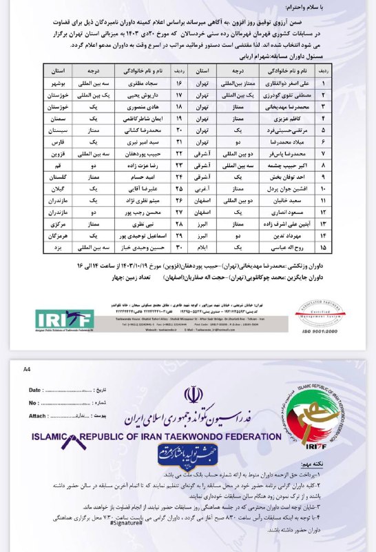 داوران مدعو جهت قضاوت در مسابقات …