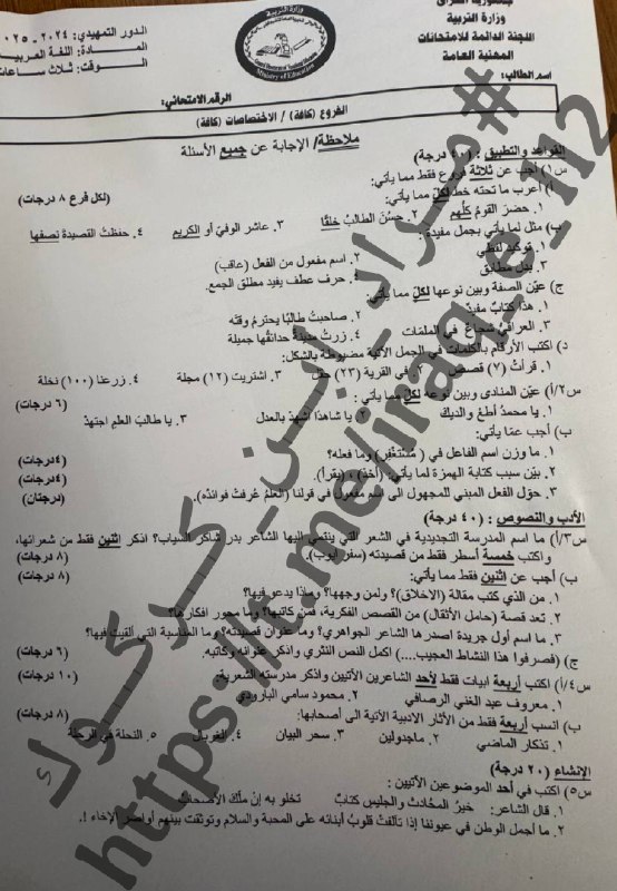 ***🔸***┇ اسئلة اللغة العربية