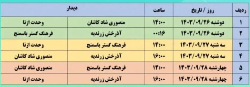 برنامه نهایی لیگ دسته یک جوانان …