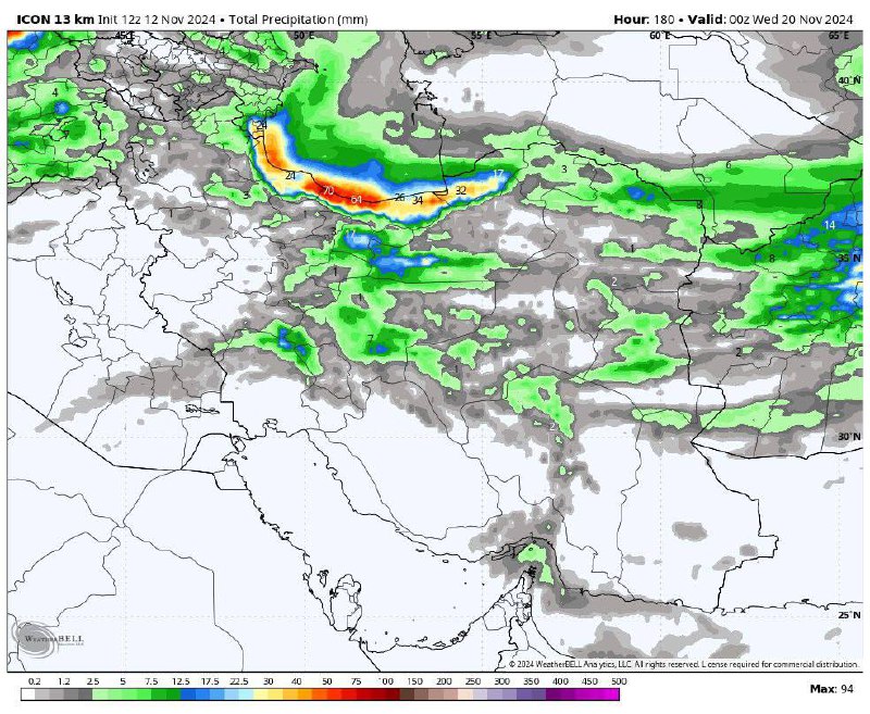 ***🌧*****الگوی بارش تجمعی ۶ روز مدل …