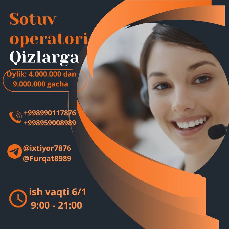 [#operator](?q=%23operator) [#vacancy](?q=%23vacancy) [#vakansiya](?q=%23vakansiya) [#toshkent\_ish](?q=%23toshkent_ish)