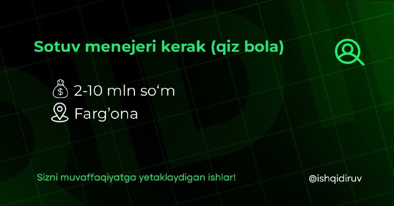 ***❇️*** **Sotuv menejeri kerak (qiz bola)**