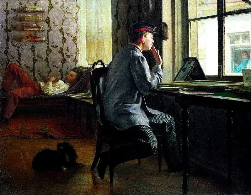 **«Приготовление к экзамену»***Илья Репин, 1864