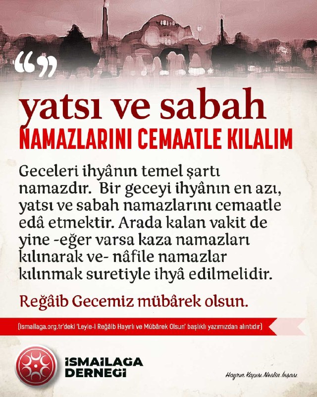 Yatsı ve sabah namazlarını cemaatle kılalım!