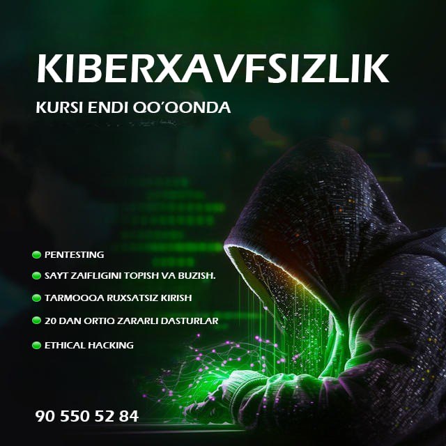 ***🤩*** **Kiberxavfsizlik kursi endi Qo'qonda**.