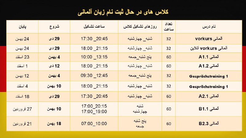 ***✴️***برنامه کلاس های در حال ثبت …