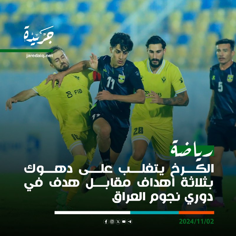 الكرخ يتغلب على دهوك بثلاثة أهداف …