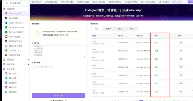 Ins强私，100%送达，万条进线100个询盘以上。