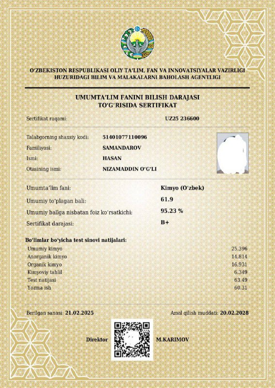 KIMYO SERTIFIKAT