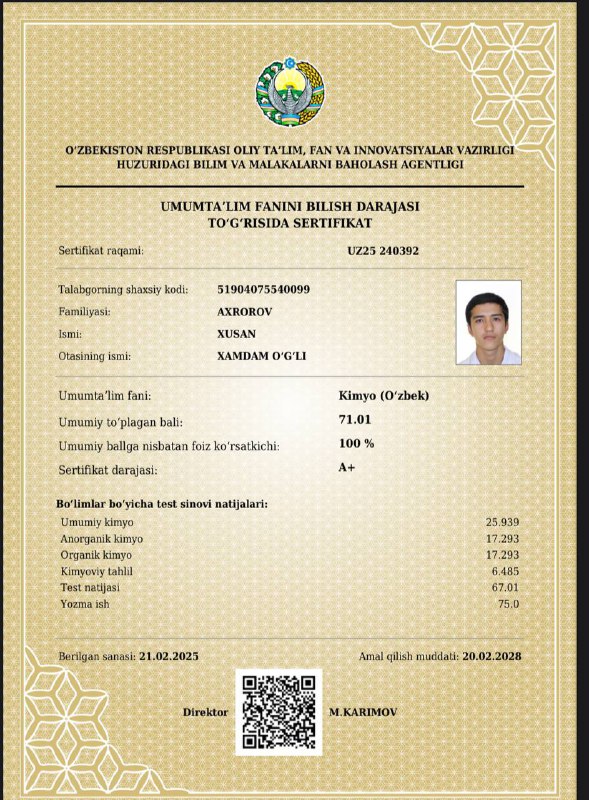 KIMYO SERTIFIKAT