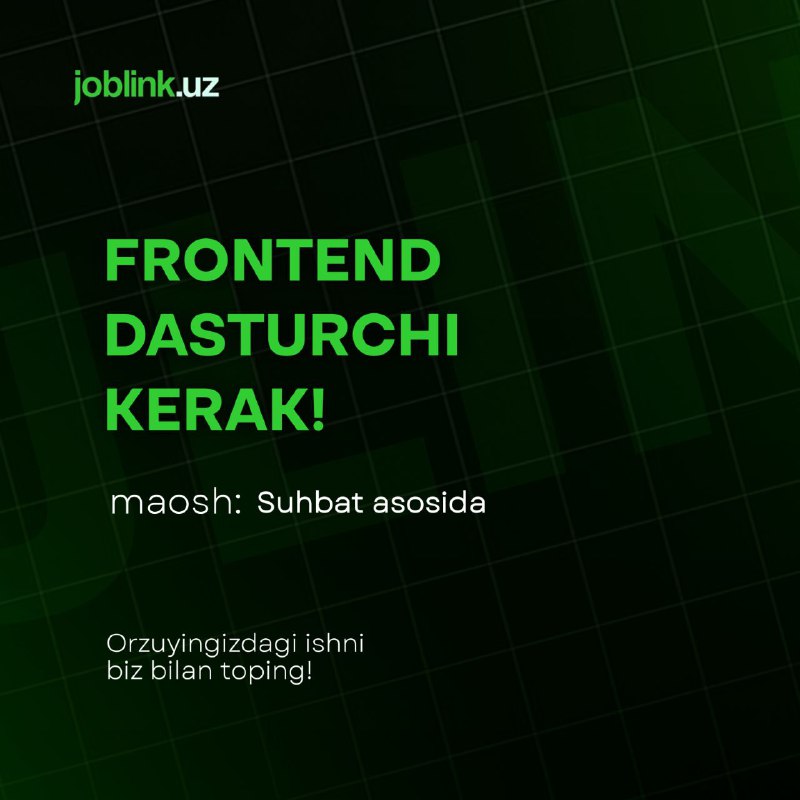 ***❇️*** **Frontend dasturchi kerak**