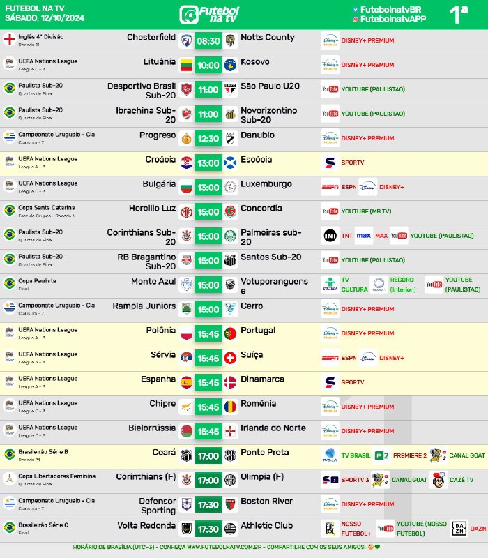 ***📺*** Agenda esportiva deste