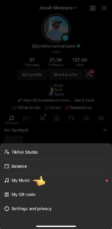 TikTok just added the *My Music* …