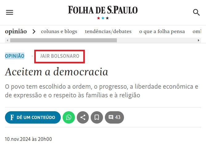 Bolsonaro na Folha.