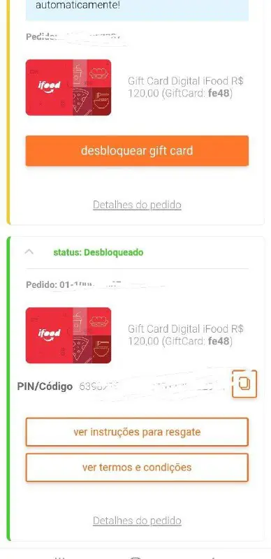 ***🔴*** 2 GIFT IFOOD DE 120