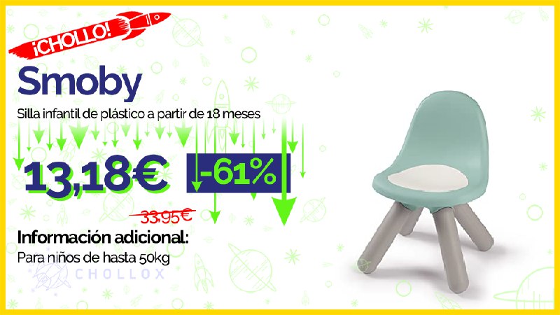 [***💥***](http://cholloimg.com/gxrb42.png) ***🔉*** **Smoby - Silla infantil de plástico a partir de 18 meses** [#Amazon](?q=%23Amazon)