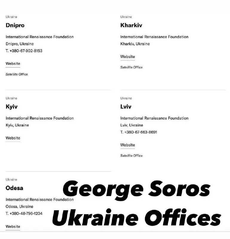 George Soros' headquarters are in Ukraine.