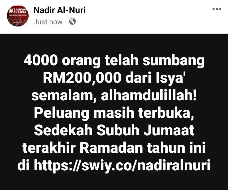 4000 orang telah sumbang RM200,000 dari …