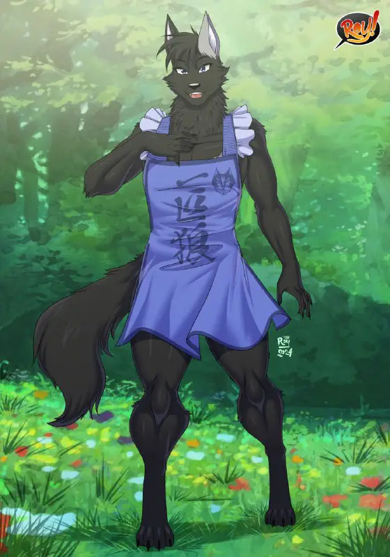 Wolfie in a dress