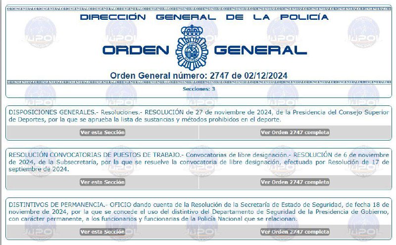 Orden General número: 2747 de 02/12/2024