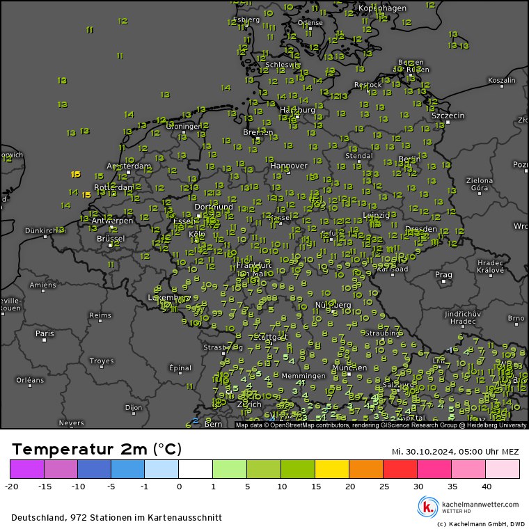 Mittwochmorgen: Viele Wolken, Nebel und Hochnebel, …