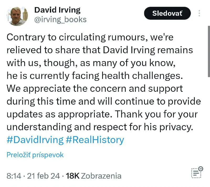 *****⚠️******🆕*** Aktualizácia posledného príspevku: rodina Davida …