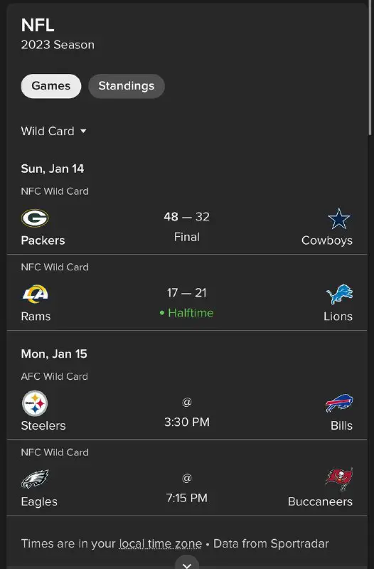 More NFL scores.. nothing’s going on …