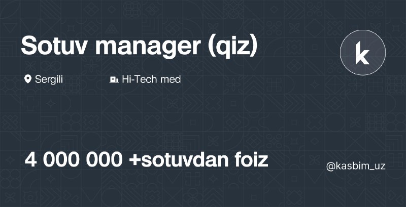 **Sotuv manager (qiz)**