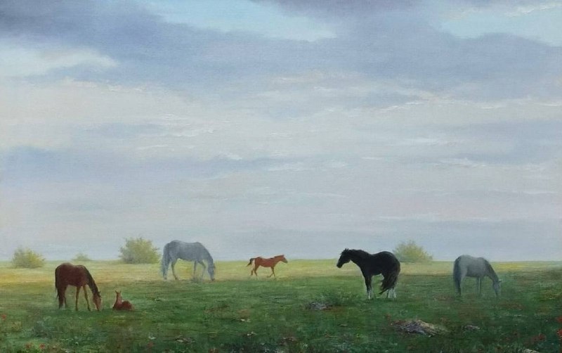 Vedernikov V. "Horses" oil on canvas …