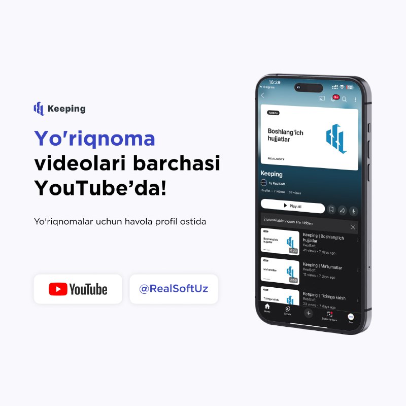 ***✅*** **Keeping video qo‘llanmalari endi YouTubeda!**