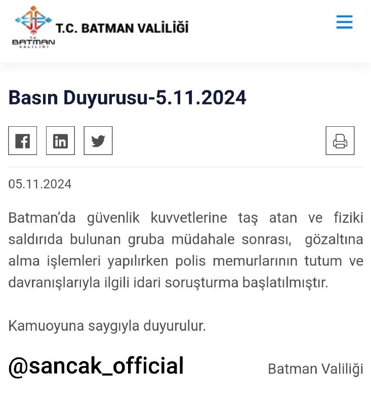 Batman Valiliği, Polislere taş atan PKK …