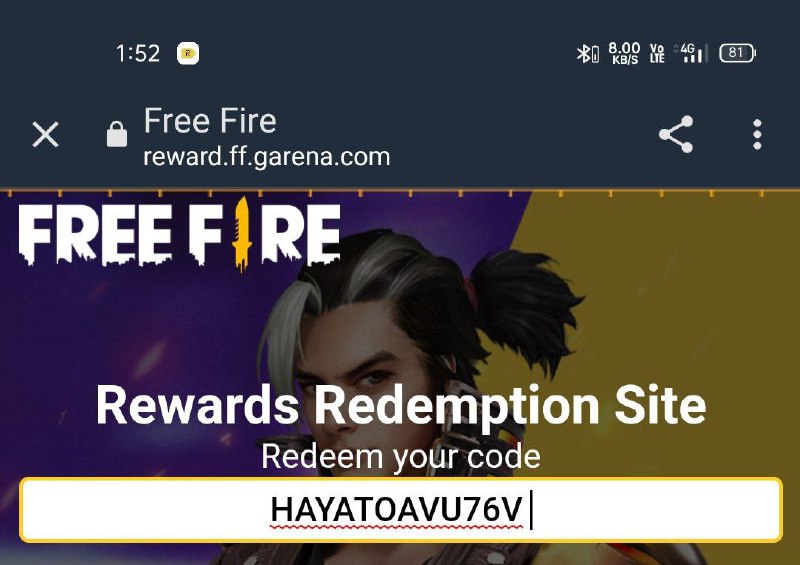 Code:- `HAYATOAVU76V`REDEEM IT FAST