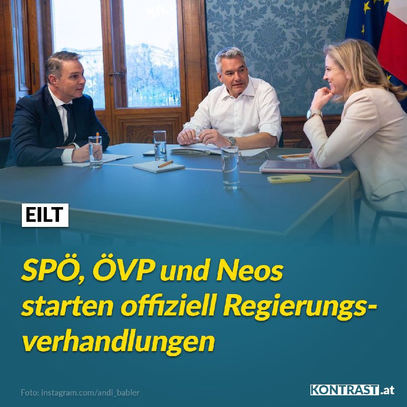 SPÖ, ÖVP und NEOS starten Regierungsverhandlungen …