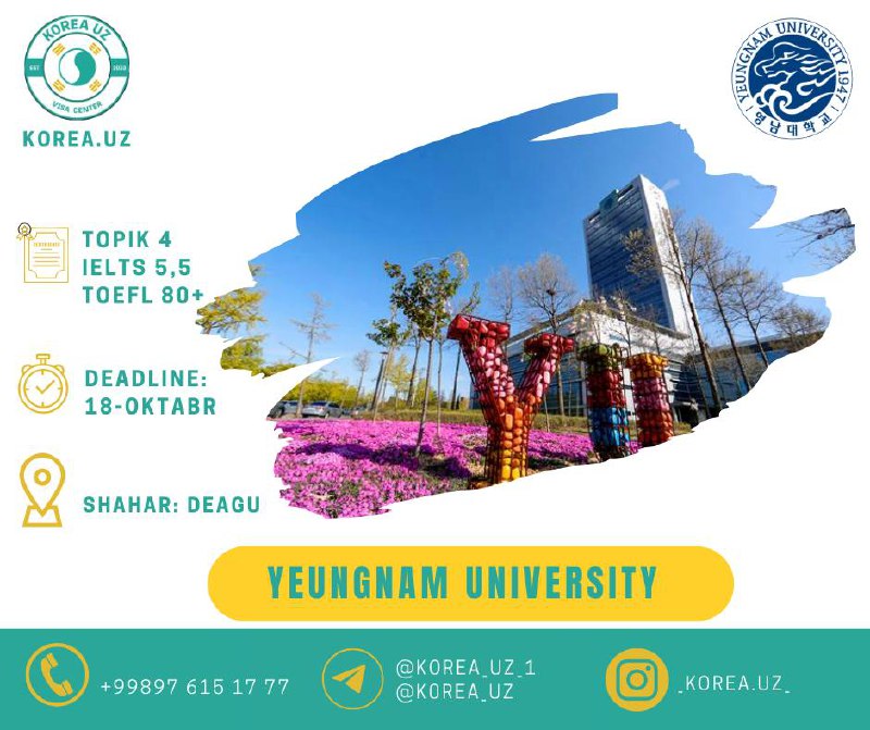 ***🤩*** **Yeungnam University magistir uchun bahorgi …